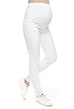 MijaCulture Casual Schwangerschaftshose Umstandshose Umstandsmode T001 (S, Weiß)
