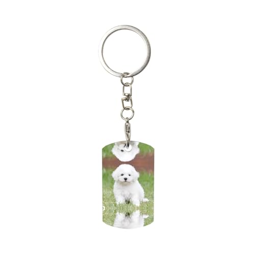 WANLON Bichon Frise Dog - Llavero de metal rectangular personalizado - Llavero...