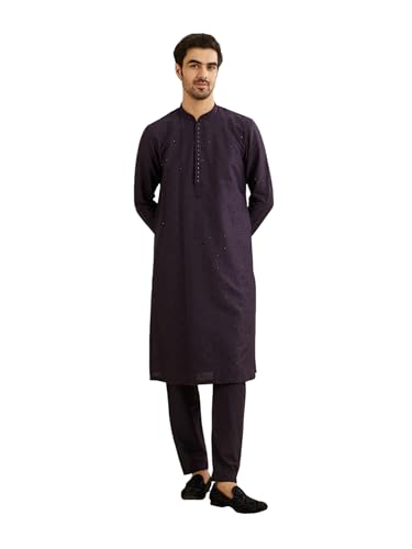Kurta Manyavar en viscose pailletée pour homme : ensemble pyjama chic