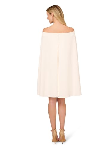 Image of Adrianna Papell Stretch Crepe Side Ruched Dress with Pearl Trim Sleeves