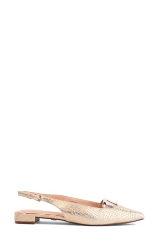 Cecelia New York Jacqueline Slingback Pointed Toe Flats Gold Snake2