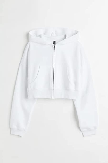 Image of Crop Zipper Hoodie for Women Winter Wear
