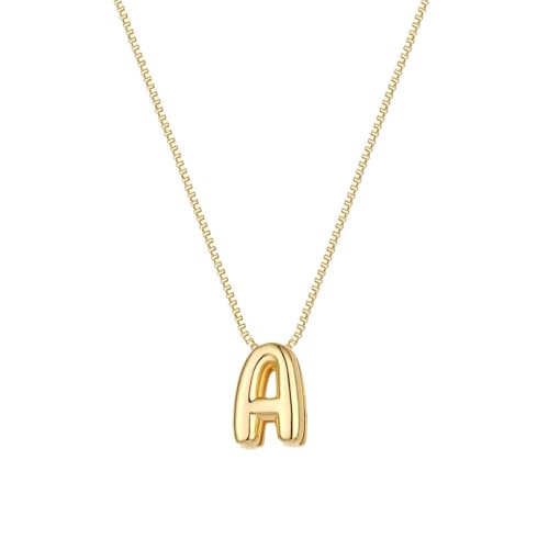 Initial Letter 'A' Pendant Necklace, Gold Plated Chain