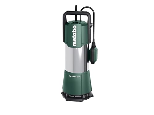 metabo Tauchdruckpumpe TDP 6200/4 Inox - 1100 W, 6200 l/h Fördermenge, 47 m Förderhöhe, 12 m Eintauchtiefe - Edelstahl‑Druckpumpe für Brunnen & Zisternen, 4‑stufig, Schwimmerschalter - 15 m Kabel