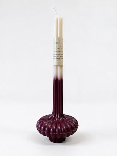 Luxury Havdalah Candle - 12 Inch Cream/Burgundy Sculptural Ceremony Candle for Havdalah Ritual Judaica Gift & Home Decor