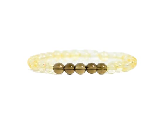 Bracelet en citrine naturelle et quartz fumé de 7 pouces, le cadeau de protection idéal