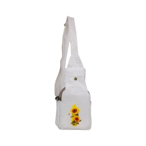 tryambak Women Canvas Sling Bag with Sunflower Printed Design, Adjustable Shoulder Strap Crossbody Bag for Girls, Lightweight Casual Handbag for Travel, Shopping, College, Office and Daily Use-picture-23