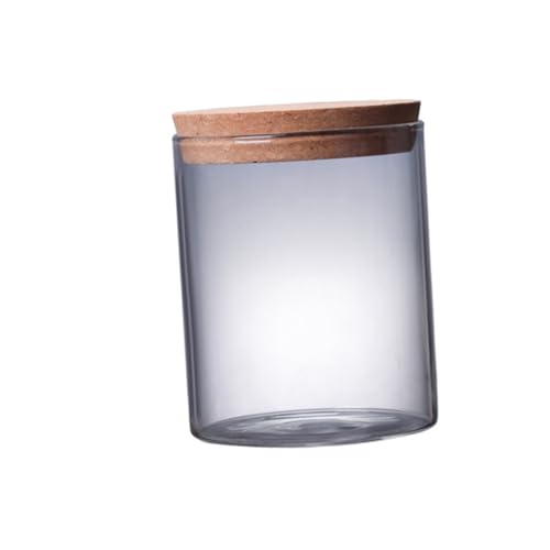 QUMIIRITY 4個 耐熱ガラス製シール容器 透明ソフトコルク蓋付き食品保存キャニスター 茶葉 コーヒー豆 乾燥果実対応 長期密封キッチン収納用