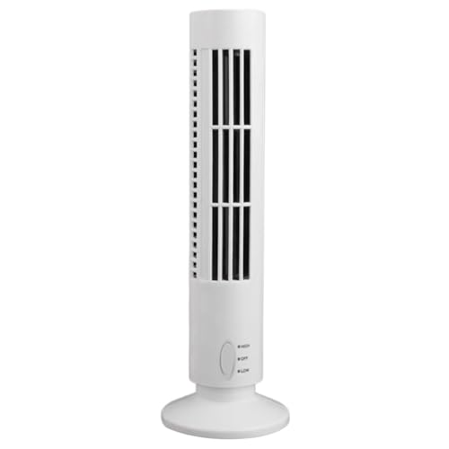 13 Ventilador de torre sin buques, ventilador de escritorio portátil personal blanco USB recargable para dormitorio, 2 velocidades |.Torre de enfriamiento tranquila para dormitorio, oficina, negro