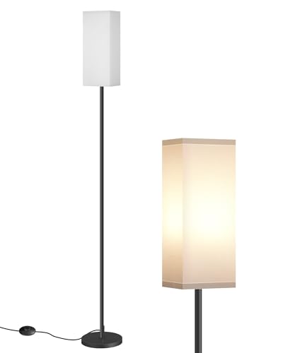 Image of Floor Lamp, Pole Lamp with Foot Switch, Modern Standing Lamp Shade, Minimalist Freestanding Lamp (Bulb Not Included), for Living Room, Bedroom Office ETL Listed, Black and White CW07LD05