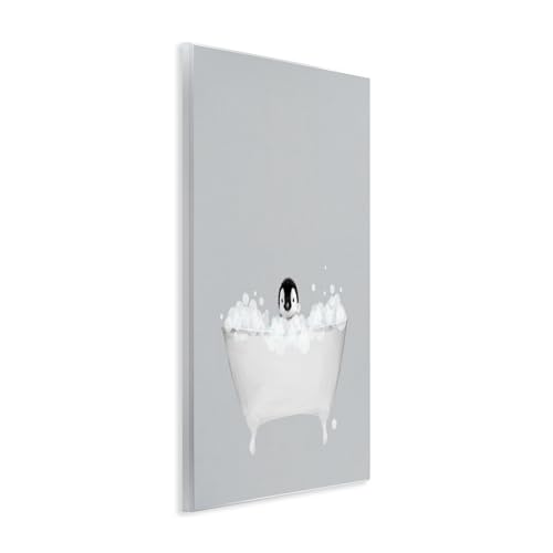 Image of Penguin Bath Cute Animal, 13 x 19 Inch Mounted Print on Wall Plaque