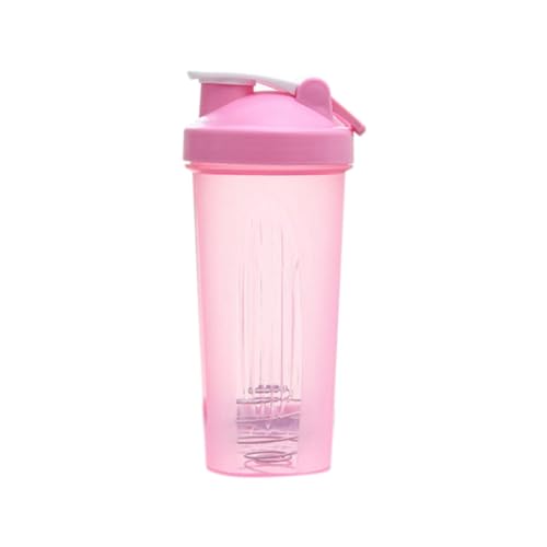 ANNJUC Vaso agitador deportivo, portátil, práctico, vaso agitador, 600 ml, botella agitadora de plástico, para adultos, color rosa