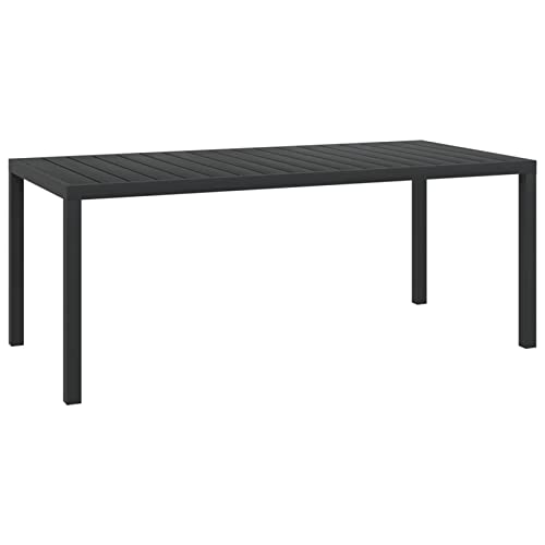 Voupuoda Garten-Esstisch WPC Aluminium, Schreibtisch, Gartentisch, Buffettisch, Beistelltisch 185 x 90 x 74 cm Schwarz