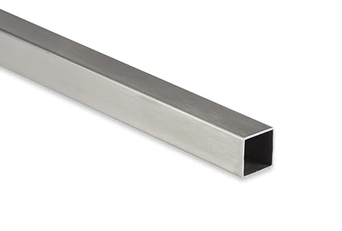 Tubo cuadrado de acero inoxidable, perfil hueco V2A, pulido, 35 x 35 x 2 mm x 500 mm + -5 mm