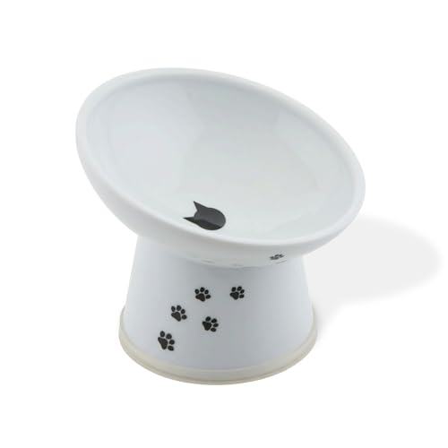 Necoichi Raised Cat Food Bowl – Ceramic Elevated 15° Tilted Cat Bowl for…