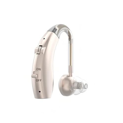 Image of Fastwell F25 Rechargeable Hearing Aid for Adults & Seniors, Behind-the-Ear Design, 30 Min Quick Charge, Noise Reduction, Single Ear With 6-Month Warranty (Gold)