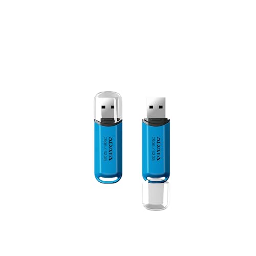 Image of ADATA C906 64GB USB Flash Drive (Blue) - High-Speed 100MB /s Pen Drive, Compact & Portable Design - Model AC906-64G-RWB