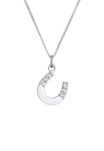 Elli Halskette Damen Hufeisen Anhänger Schlicht mit Kristall in 925...