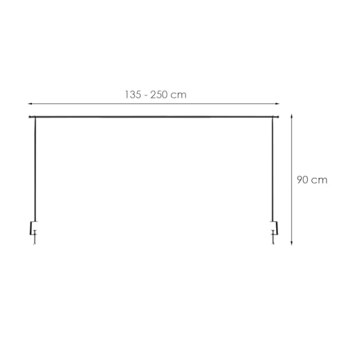 Miniatura 3 de Acomoda Textil Barra De Metal Decorativa Extensible Para Mesa. Barra Ajustable Con Abrazadera Para Interior Y Exterior Moderna Y Resistente Fácil Instalación Negro, 135 250x90 Cm