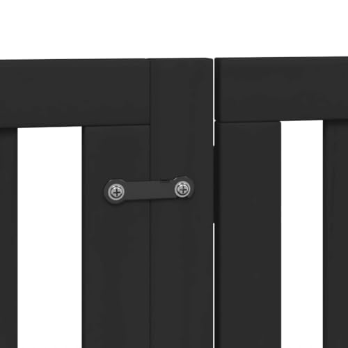 Vidaxl Cancello Per Cani Porta Pieghevole Nero 6 Pannelli 300Cm Pioppo, Cancello Per Cani Con Porta, Cancello Per Cani Per Scale, Cancello Per Cuccioli - 6