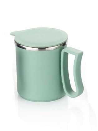 Image of HAPPI Coffee Mug with Lid Insulated Stainless Steel for Tea Milk Mug Inner Stylist Double Wall Cup for Home Office Restaurant Use Gift Pack of 1 Pcs