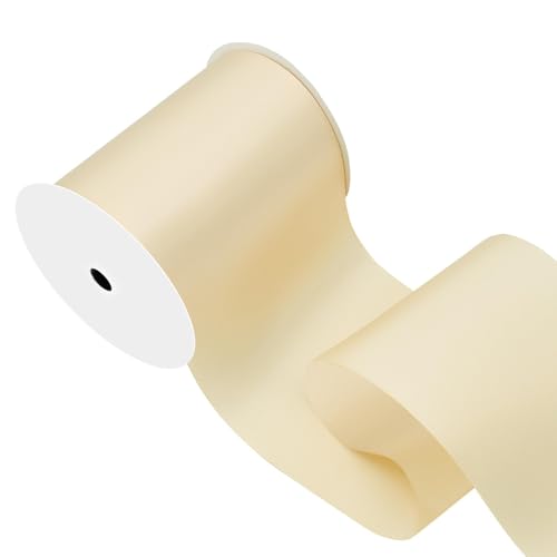 Image of Champagne Gold Satin Ribbon 4 inch X 15 Yards Polyester Ribbon for Gift Wrapping Very Suitable for Weddings Party Hair Bow Invitation Decorations and More
