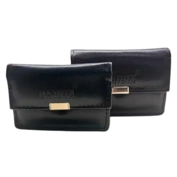 Classic Black Leather Clutch Purse with Gold Metal Clasp, Small Evening Handbag, Set of 2-image-40