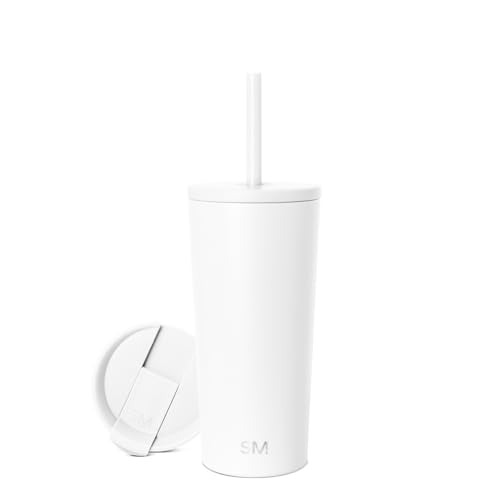 Image of Simple Modern Classic Tumbler with Straw Lid | Insulated Iced Coffee Cup Reusable Stainless Steel Water Bottle Travel Mug | Gifts for Women Men Her Him | 20oz | Winter White
