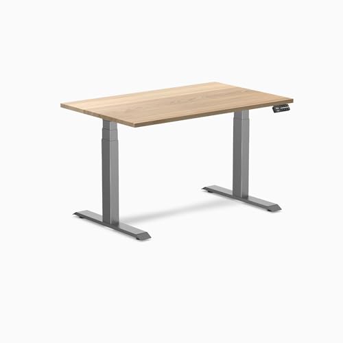 Image of Desky Dual Hardwood Sit Stand Desk - 48x30 Electric Standing Desk - Dual Motor, 3 Stage Adjustable Height Desk - Solid Wood Standing Desk - Whole-Piece Top in White Ash Wood