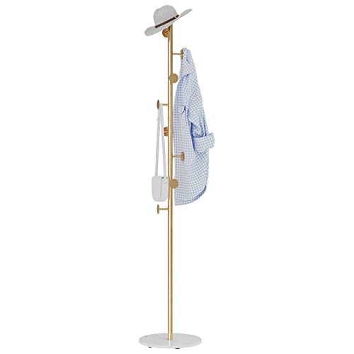 Rrg Coat Rack Stand, Metal Coat Tree With Heavy Base 8 Welded Hooks Coat Stand For Entryway, Hall, Bedroom, Corner, Office 67” (Gold) #TOP19