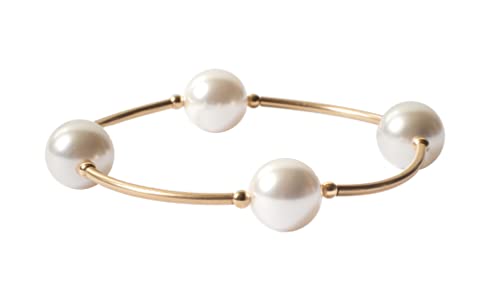 Made As Intended Blessing Bracelet White Crystal Pearls with Gold Filled Links
