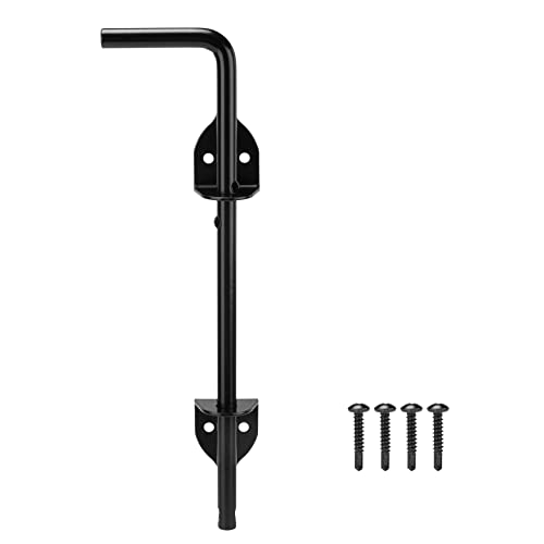 Image of HILLMASTER 12 inch Heavy Duty Cane Bolt Gate Drop Rod for Wood Fence, Steel Drop Bolts Cane Bolt Hardware for Wooden Gater and Holding Doors, Black Finish
