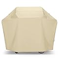 SunPatio Grill Cover 58 Inch, Heavy Duty Waterproof Barbecue Cover, Outdoor Charcoal Gas Grill Cover, All Weather Protection Compatible for Weber Char-Broil Nexgrill Kenmore Grills and More, Beige