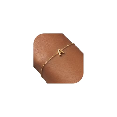 FindChic Gold Initial Bracelets for Women Waterproof Letter A Bracelet Adjustable Monogram Charm Bracelet Trendy Jewelry Dainty Gift for Women Friend