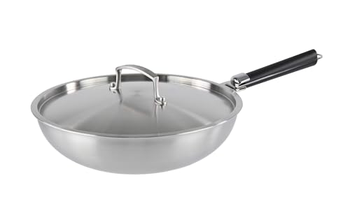 Kamberg - Wok aus Edelstahl, 28 cm, abnehmbarer Griff – Edelstahl 18/10 Triply – für alle Herde, auch Induktion und Backofen Kamberg - Wok aus Edelstahl, 28 cm, abnehmbarer Griff – Edelstahl 18/10 Triply – für alle Herde, auch Induktion und Backofen
