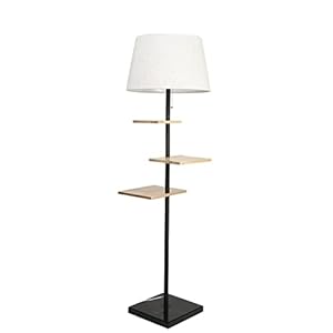 Flashing Lampada da terra Soggiorno Divano Tea Floor 3 Piatti Lampada in legno massello Lampada da terra Nero Metallo (Color : A, Size : As the picture shows)