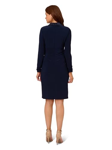 Image of Adrianna Papell Stretch Jersey Tuxedo Cocktail Dress with Shawl Collar