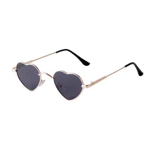 Lunettes de soleil pour femmes en forme de coeur monture métal protection UV400 tendance C1