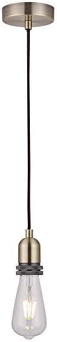SHINY STAR Pendant Fitting Black Antique Brass Ceiling Light Fitting, Vintage Metal Ceiling Rose with Braided Flex Cable and Metal E27 Lamp Holder KIT Accessary HT201AB