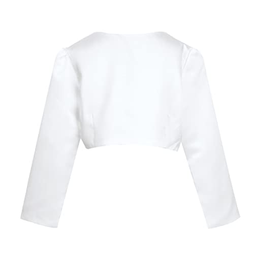 Runqhui Kids Girls Bolero Shrug Jacket Satin Cardigan Coat Wedding Party Bridesmaid Flower Dress Cover Up White 12-18 Months #TOP1
