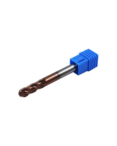 Image of 1 /4 inch Carbide Ball Nose End Mills, TISIN Coated, 4 Flute, End Mill Bits for Alloy Steels and Hardened Steels, 1 /4 inch Cutting Diameter