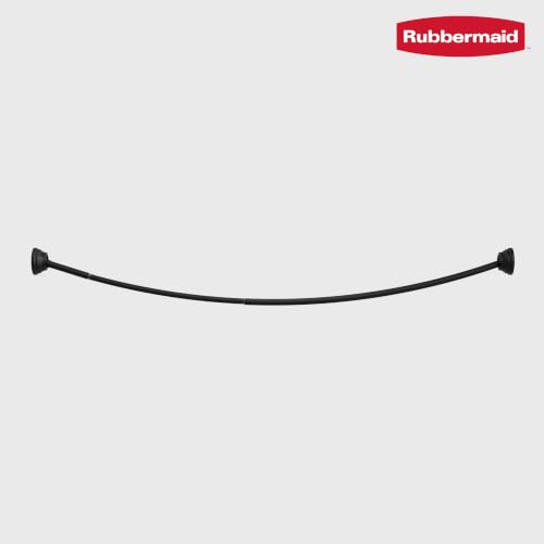Rubbermaid Curved Shower Curtain Rod, No Drill, 50-72 Inches Adjustable Tension Shower Rod for Bathroom, Non-Slip, No Rust, Matte Black by Rubbermaid - Used condition - Image 9