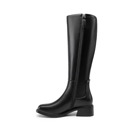 Image of DREAM PAIRS Women's Knee High Boots | Square Toe Low Block Heel Casual Comfort Riding Long Boots with Side Zipper