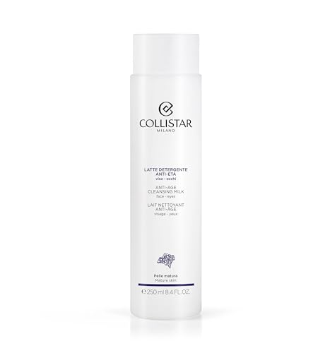 Collistar Leche Limpiadora Antiedad Rostro y Ojos Elimina Suavemente el Maquillaje las Impurezas y las Partículas Contaminantes Sin Siliconas ni Ingredientes de rigen Animal para Pieles Maduras 250 ml