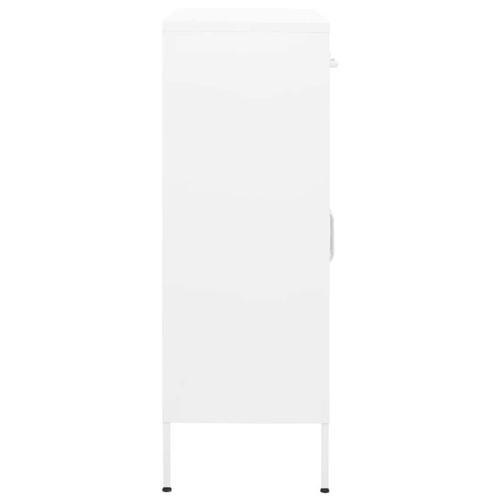 Generisch Weißer Stahlschrank – 80 x 35 x 101,5 cm, Metallschrank mit verstellbaren Einlegeböden und Vollauszugsschubladen – Ideal für Garage, Büro und Zuhause