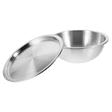 SOIMISS Dickwandige Edelstahl Rührschüssel mit Deckel Multifunktionale Metallschüssel für Küche Gemüsewaschen Teigzubereitung und Eierschlagen Stabile Haushaltsmischschüssel