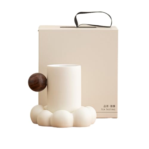 MKHJBFGIコーヒーカップ ソーサー セット 香りのよいお茶 ティーカップセット 持ち運び可能 来客をもてなす ギフト おしゃれ かわいい 陶器 (ホワイト)