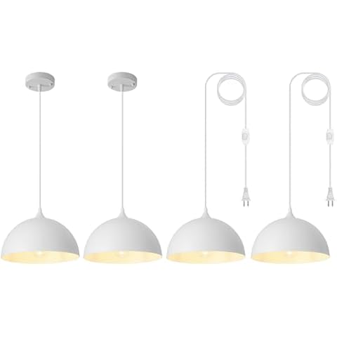SESIMENT White Farmhouse Pendant Light 11.8inches 2 Packs, Kitchen Pendant Light, Pendant Lights Kitchen Island, Industrial Pendant Light, Pendant Light for Kitchen, Bedroom, Office Cover