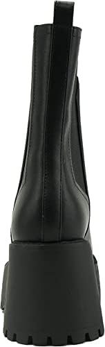 Soda Native Womens Lug Sole Chelsea Boots Elastic Chunky Block Heel Ankle Bootie Black-N9 | Image 3