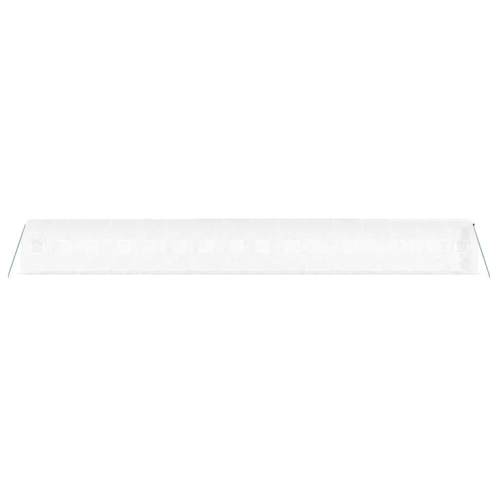 Gewächshaus mit Stahlrahmen Weiß, 32 m², 16 x 2 x 2 m, PE Folientunnel mit 4 Netzfenstern und Reißverschlusstür für Anbau, Aussaat, Keimung und frostgeschützte Pflanzenpflege